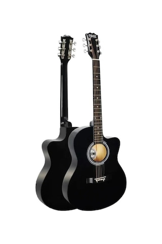 Midex Rg-540bk Kaliteli Kesik Kasa Siyah 40 İnç Akustik Gitar Seti 4/4 Yetişkin