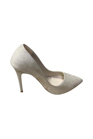 White Line Kadın Süet İnce Topuk Stiletto Krem Süet - 724169969 Krem Süet