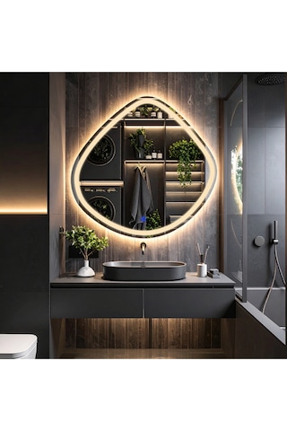 Arelu Günışığı Lazer Kumlamalı Lavabo & Banyo Aynası Dokunmatik Sensörlü 90 X 90