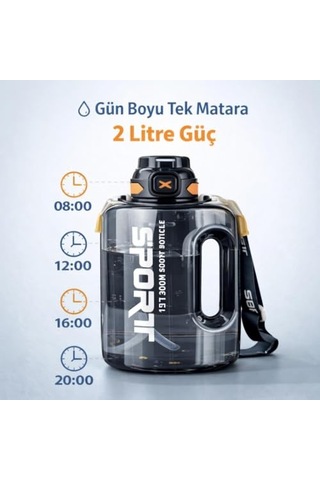 2lt Su Matarası Su Şişesi Pipetli Sızdırmaz Bpa Içermez Emniyet Kilitli Suluk Sporcu Motivasyon Su Matarası