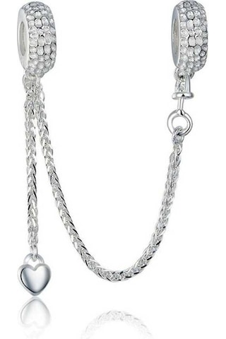 Fastbuy 925 Ayar Gümüş Aşk Kalp Güvenlik Zinciri Kolye, Renkli Charm Stoper Bilezik Kadın Diy Takı Çok Renkli