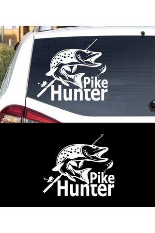30 X 30 cm - Pike Hunter Oto Sticker. Balık Avı Oto Sticker