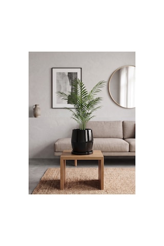 Miro Seramik Saksı Parlak Siyah Tabaklı Çap:20cm Yük:19cm