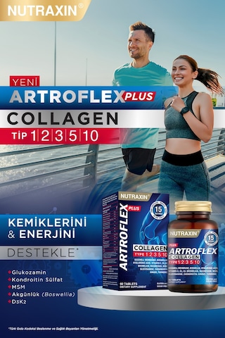 Nutraxin Artroflex Plus Collagen Tip 1 2 3 5 10 90 Tbl Magnezyum Bromelain Yumurta Kabuğu Glukozamin Msm