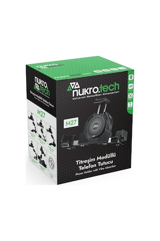 Nukrotech M27 Ayna Dibi Bağlantılı Tireşim Modüllü Telefon Tutucu Siyah