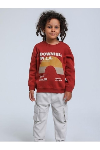 Jack Lions Erkek Bebek Downhill Yazılı Sweatshirt-14342 Kiremit