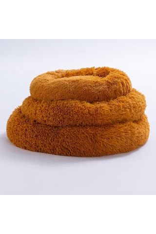 Hardal Donut Köpek Yatağı Kedi Yatağı Simit Yatak Anti-stress Pet Yatağı Peluş Yatak M