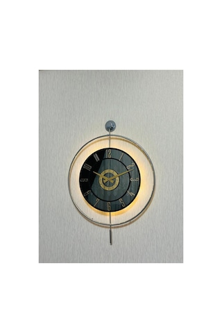Pey Aksesuar Metal Camlı Duvar Saati Krom Statık 50 X 70cm Orta Boy Işıklı M51-kromgrı-füme-siyah-gold M51-kromgrı-füme-siyah-gold