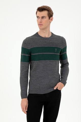U.S. Polo Assn. Erkek Slim Fit Bisiklet Yaka Antrasit Melanj Kazak 50293041-VR081