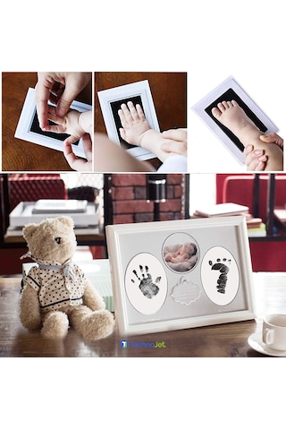 Technojet 1Adet Bebek El Ayak İzi Anı Seti Mürekkep Temassız Toksik Olmayan Yenidoğan Uyumlu