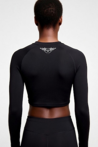 Premium Gotik Model 8 Siyah Uzun Kol Compression Kadın Crop T-shirt Spor Büstiyer Bluz Yoga Pilates Siyah