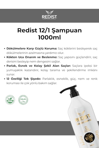 Redist Uzman Bakım Şampuanı 1000 Ml / 12 Etki 1 Formül Tüm Saç Tipleri