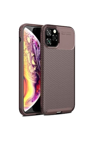 Apple Uyumlu iPhone 12 Pro Max Karbon Desenli Negro Silikon Kılıf