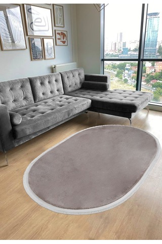 Vl Oval Comfort Ponpon Saçaklı Peluş Post Yolluk Kahverengi Oval Kahverengi Düz Saçak