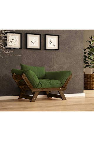 Woodesk Adalar Masif Ceviz-yeşil Renk Berjer Cpt8140-140 Yeşil