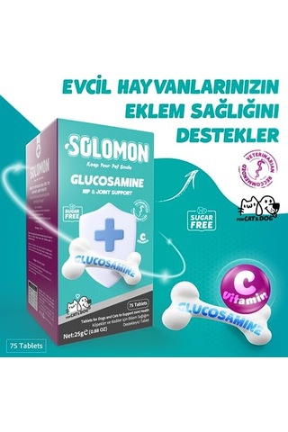 Solomon Glucosamine Tablet Kedi Ve Köpekler İçin Eklem Ve Kas Sağlığı Tamamlayıcı Glukozamin Takviye Gıda 75 Ta