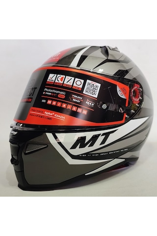 MT Kask Revenge 2 Kley B0 Parlak Gri - Şeffaf Vizörlü