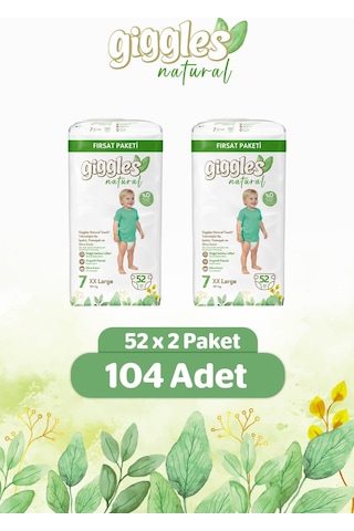 Giggles Natural Jumbo 7 Numara Pamuklu Bebek Bezi 104 Adet