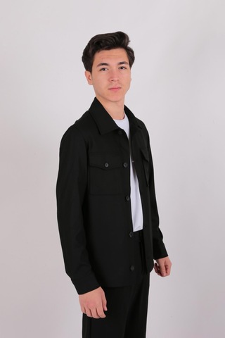 Twın Lıon Twin Lıon 1033 Slimfit Dış Gömlek Mont Siyah