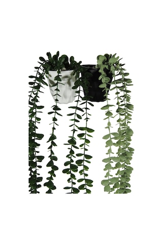 Yapay Çiçek DIY Elmas Saksı İçerisinde Sarkan Okaliptus 2'li Set Çok Renkli