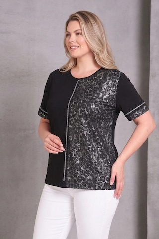 Aytemas Leopar Desenli Taş Detaylı Bluz Siyah/grileopar