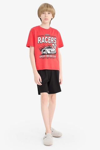 Defacto Erkek Çocuk New Pijama Takımı Kısa Kollu Pijama Üstü Esnek Belli Şort Pijama Altı F1734a825hsrd63 Kırmızı