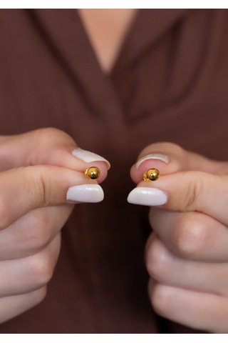 14 Ayar Altın Top Küpe 4 Mm Sarı Altın