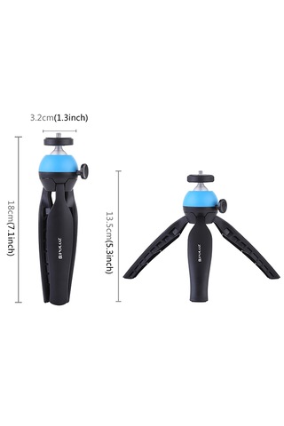 Puluz 360 Derece Top Başlı Mini Tripod Dağı Mavi