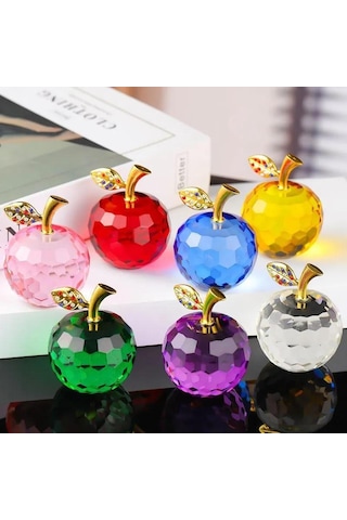 Moveevo Kırmızı Kristal Elma, 5 Cm, Minimalist Ev Dekorasyonu, Hediye İçin Uygun Nikah, Doğum Günü, Noel