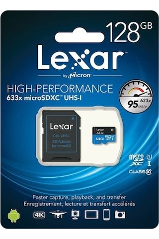 Lexar 128Gb 633X Microsdxc Uhs-I High Speed With Adapter