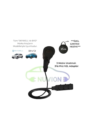 V2l - Byd/skywell Uyumlu 3'lü V2l Elektrikli Araç Şarj Kablosu - Enerjini Elektrikli Aracından Al Genel