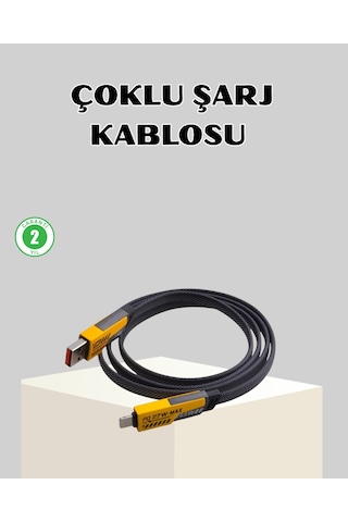 65w Çoklu Şarj Kablosu 4 Ü 1 Arada Örgülü Hızlı Veri Aktarım Usb-c Usb-a