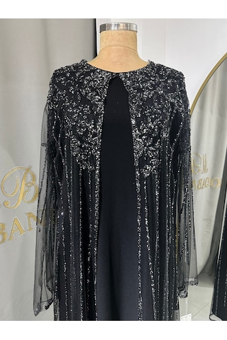Modabanuda Wilma 2'li Takım Taşlı Abaya Siyah