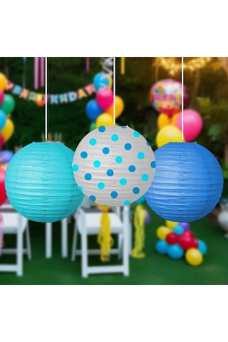 Mavi Kağıt Fener Seti 3 Lü 25 Cm Tüm Yaşlar