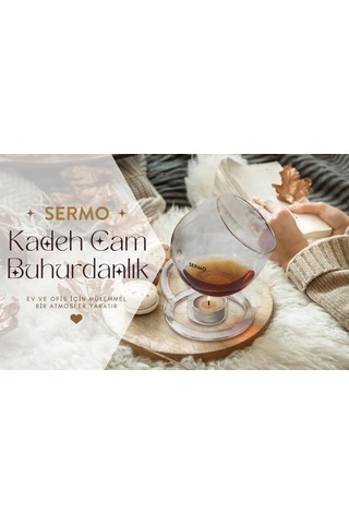 Sermo Kadeh Cam Buhurdanlık Aromaterapi Dekoratif Esans Yağdanlık