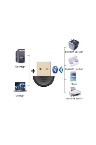 Ayt Powermaster Mini Usb Bluetooth 5.0 Dongle Adaptör Pc Bilgisayar Laptop Masaüstü Android 20 Metre Çekim Mesafeli