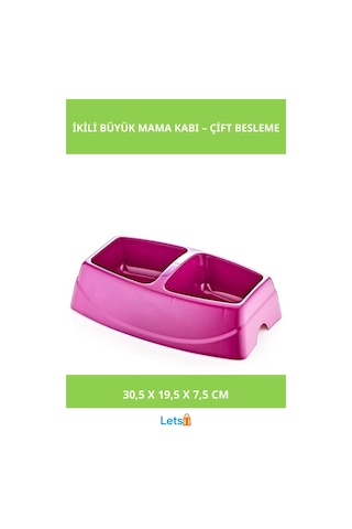 1. Sınıf Plastik İkili Büyük Mama Kabı 30,5cm Mor, Mavi, Yeşil, Pembe