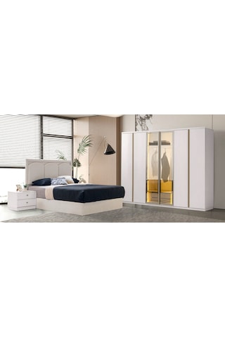Altay Mdf 6 Kapaklı Reflekte Camlı Gardırop ve Yatak Odası Takımı