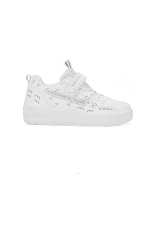 Unisex Çocuk Spor Ayakkabı Ortopedik Lastik Bağcık Cırtlı Desenli Kaymaz Taban Yürüyüş Sneaker 033 10-beyaz