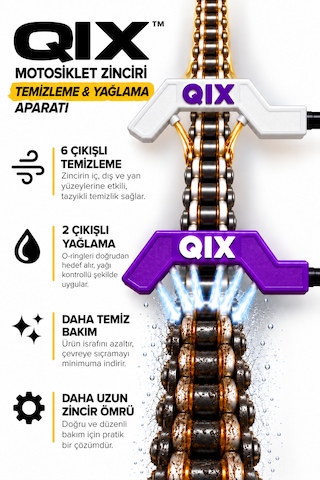 Qıx Motosiklet Zinciri Temizleme Ve Yağlama Aparatı Beyaz