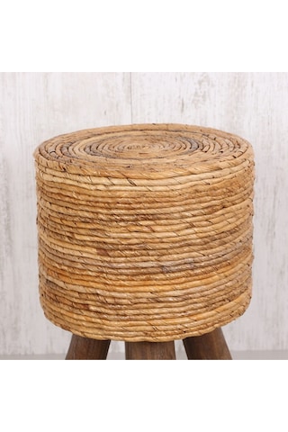 Muz Yaprağı Puf & Stools-doğal Teak Ağacı Gövde 32x50 Cm Bej