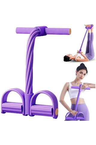 Body Trimmer Egzersiz Aleti El Ayak Egzersiz 6'lı Direnç Lastiği Karın Kası Çalıştırma Aleti 6 Tüplü Lastikli Spor Aleti 6 Lastikli Mor