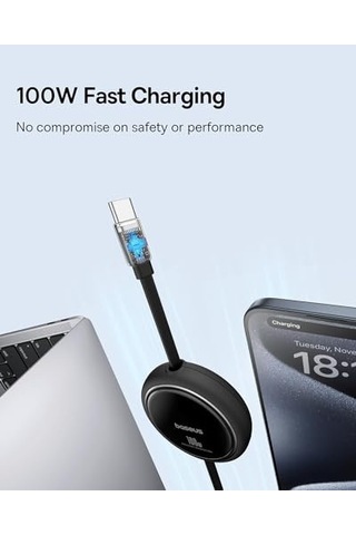 Draw Mini Makaralı Type-c To Type-c 100w Kablo 1m.-siyah Diğer