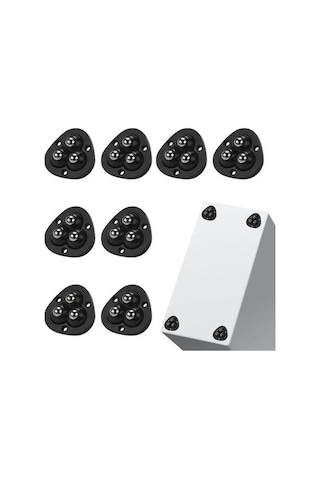 Novahub Siyah 8 Adet Kendinden Yapışkanlı Mini Tekerlek - Kolay Kayma Ve 360 Derece Dönüş - Mutfak Aletleri Ve Eşyalar İçin/ Siyah