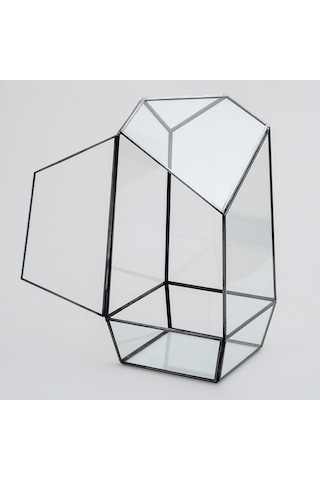 Cam Fanus Geometrik Teraryum Siyah Valens