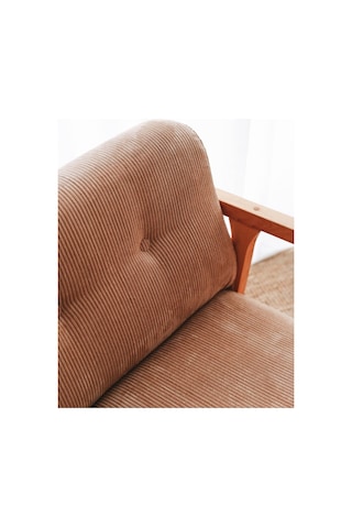 Sallanan Ahşap Berjer Kadife Camel