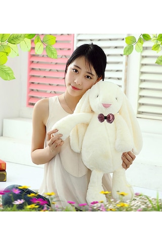 Led Işıklı. Uyku Arkadaşı Uzun Kulak Bunny Peluş Tavşan 65Cm Beyaz