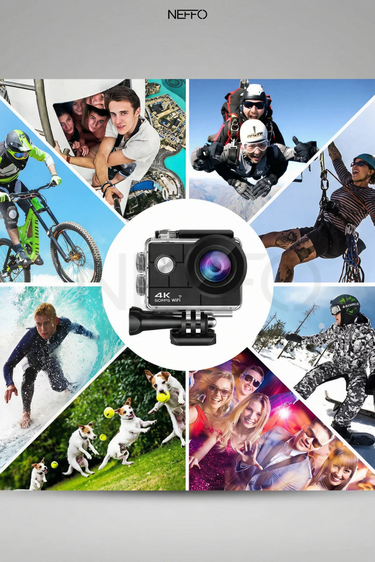 Aksiyon Kamera Kumandalı 4k Ultra Hd 170 Derece Çekim Açısı Wifi Bağlantılı Aksiyon Kamera 4k 30 Fps Siyah