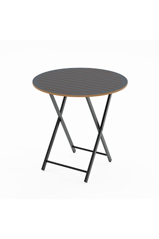 Katlanır 4 Kişilik Yuvarlak Bahçe Masası Bistro Masa 70x70 Füme 1