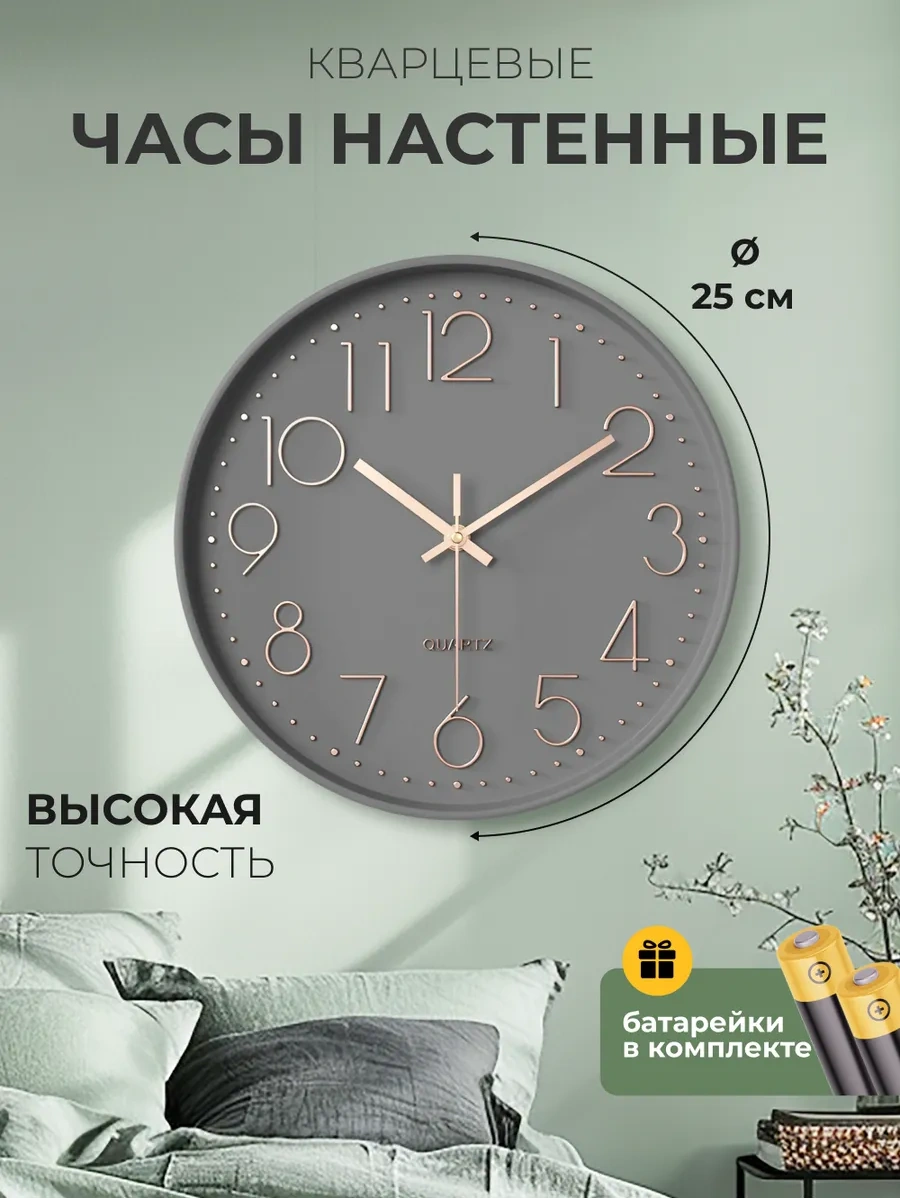 Casy Market Mutfak İçin Yuvarlak Sessiz Duvar Saati 25 Cm 373668683 Altın Rengi